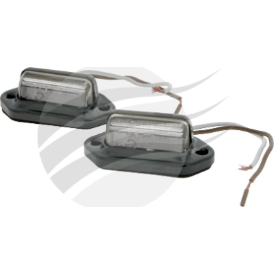 PKT 2 LED LICENCE PLATE LAMP 12/24V BLACK STEEL BASE 14cm   30BLM